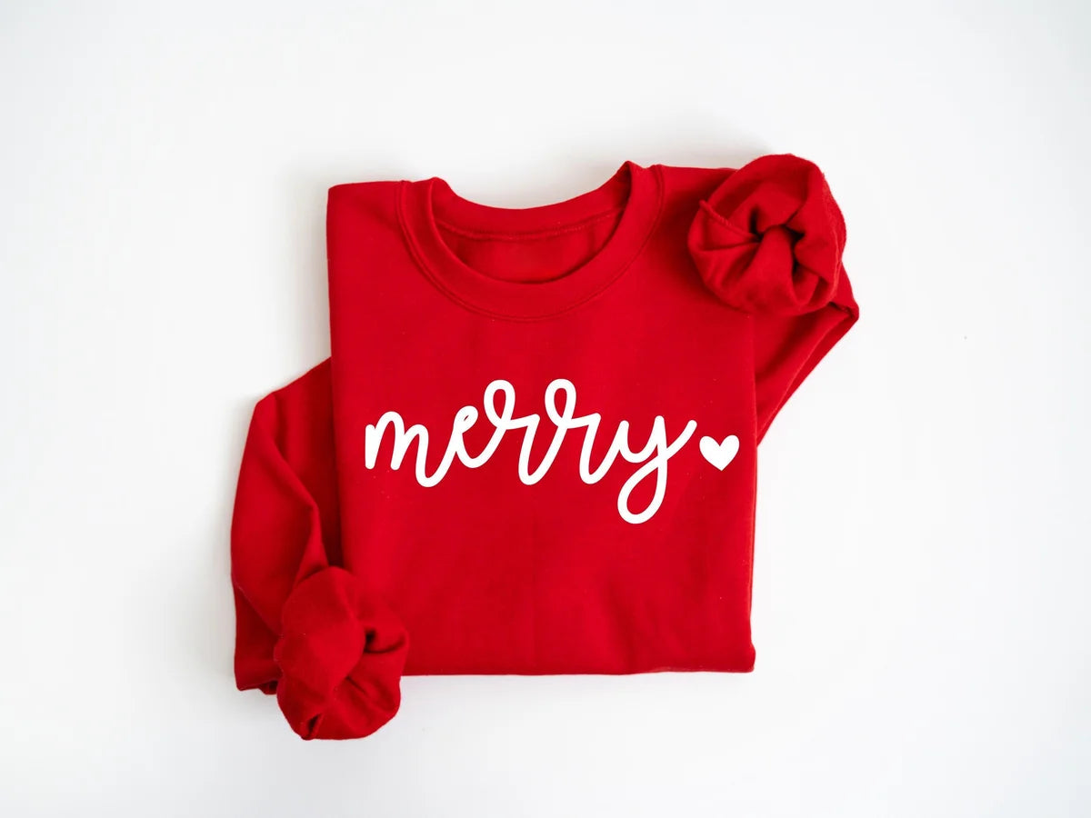 Cute Merry Christmas : Festive Holiday Crewneck Sweatshirt alternate product view.