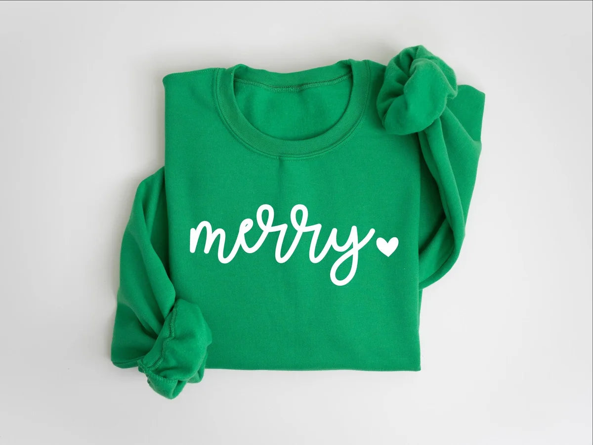 Cute Merry Christmas : Festive Holiday Crewneck Sweatshirt alternate product view.