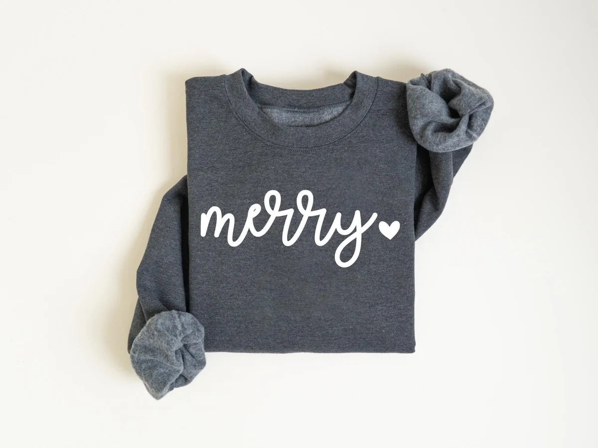 Cute Merry Christmas : Festive Holiday Crewneck Sweatshirt alternate product view.