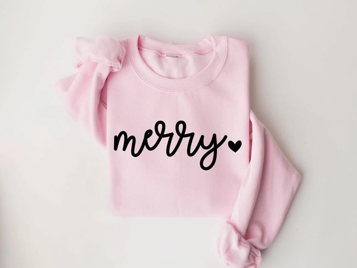 Cute Merry Christmas : Festive Holiday Crewneck Sweatshirt alternate product view.