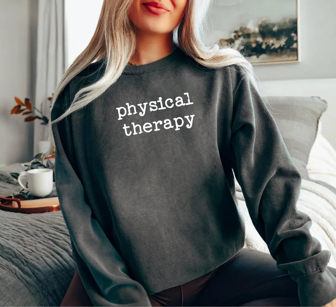 Cute Physical Therapy Crewneck Sweatshirt alternate product view.