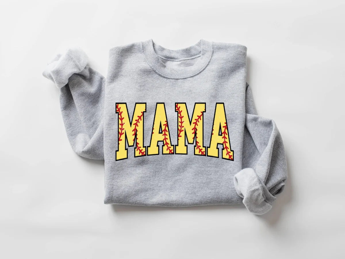 Cute Softball Mama Crewneck Sweatshirt alternate product view.