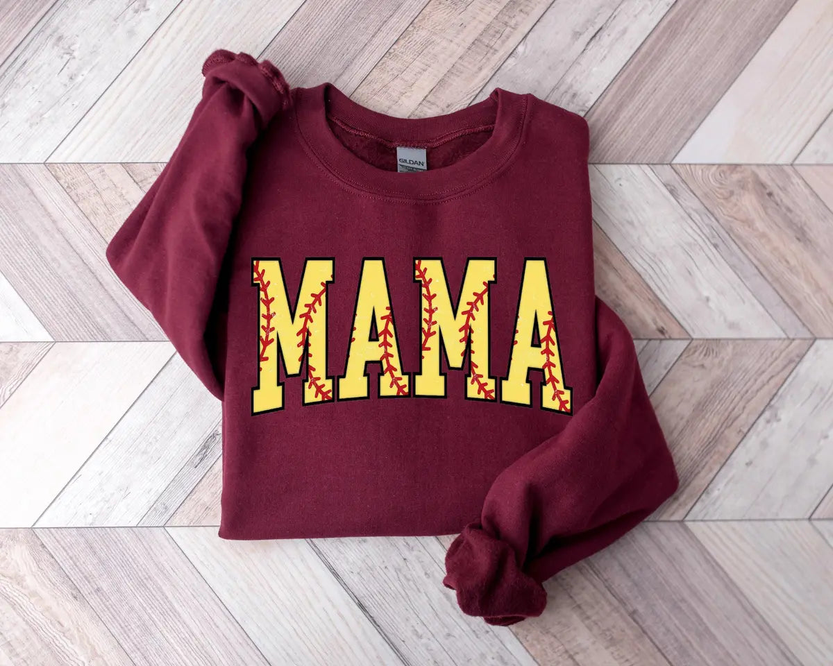 Cute Softball Mama Crewneck Sweatshirt alternate product view.