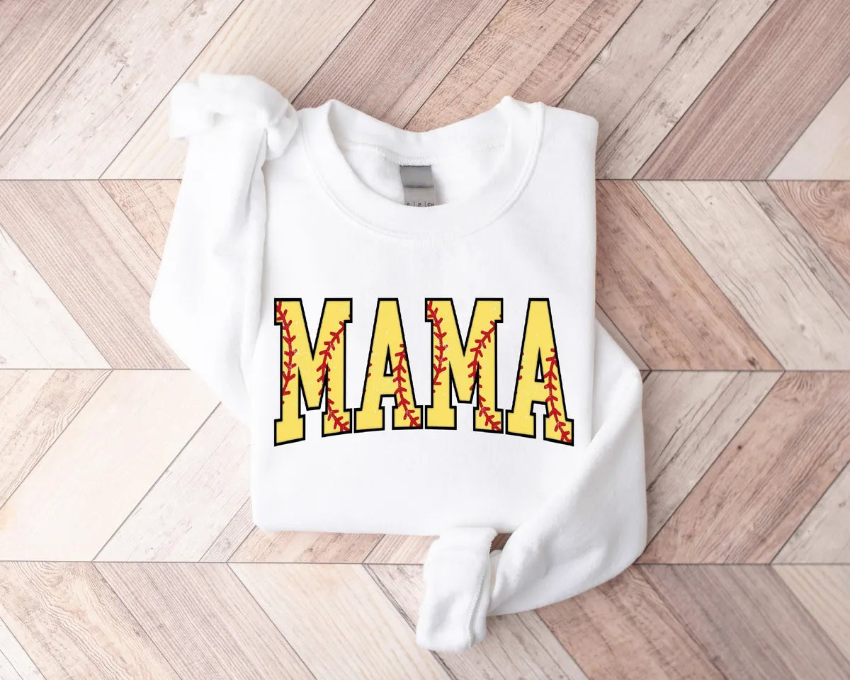 Cute Softball Mama Crewneck Sweatshirt alternate product view.