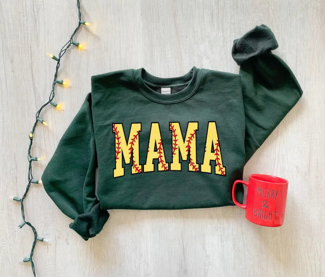 Cute Softball Mama Crewneck Sweatshirt alternate product view.