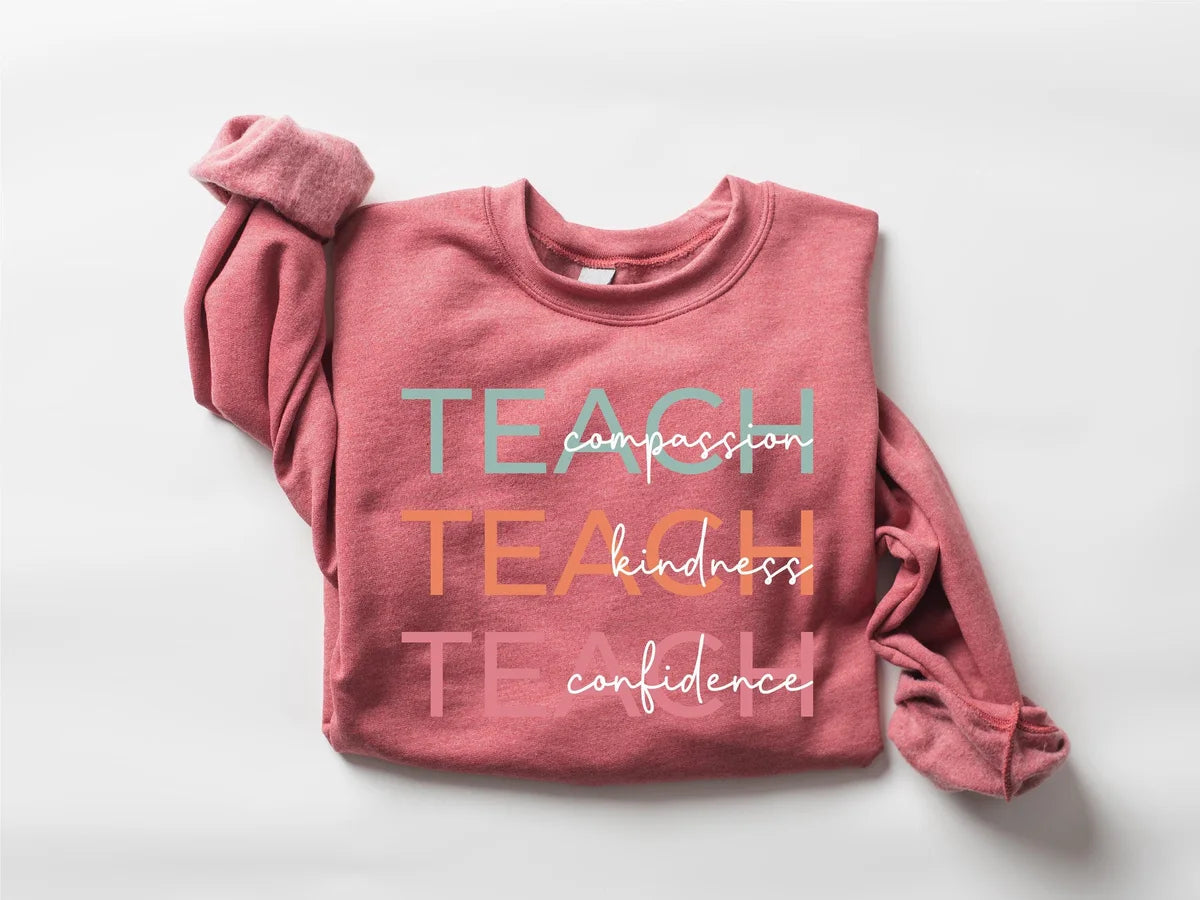 Cute Teach Crewneck Sweatshirt alternate product view.