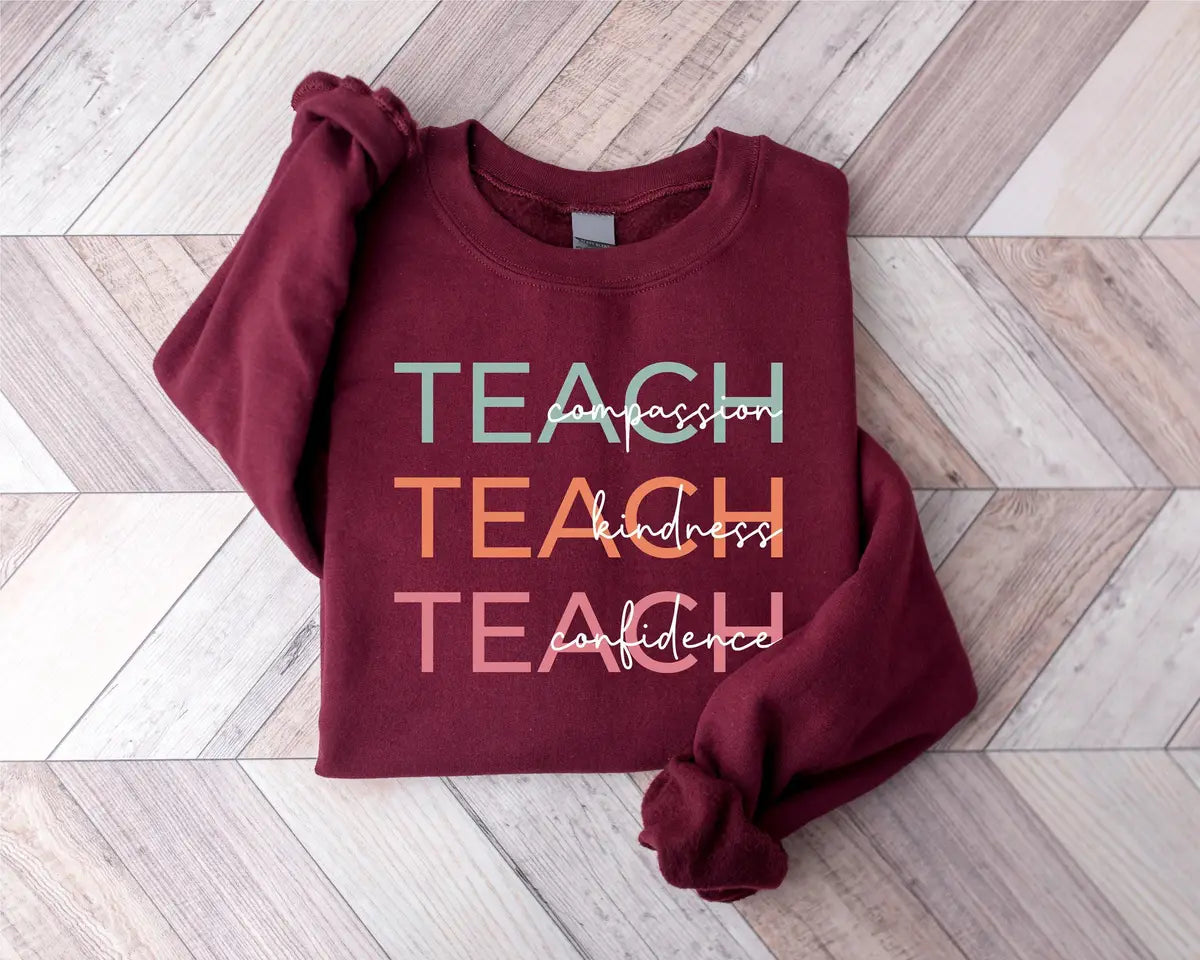 Cute Teach Crewneck Sweatshirt alternate product view.