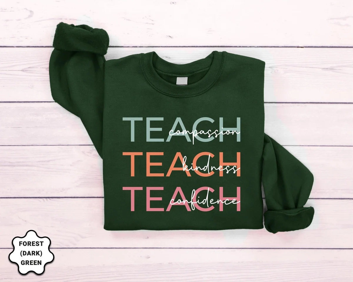 Cute Teach Crewneck Sweatshirt alternate product view.