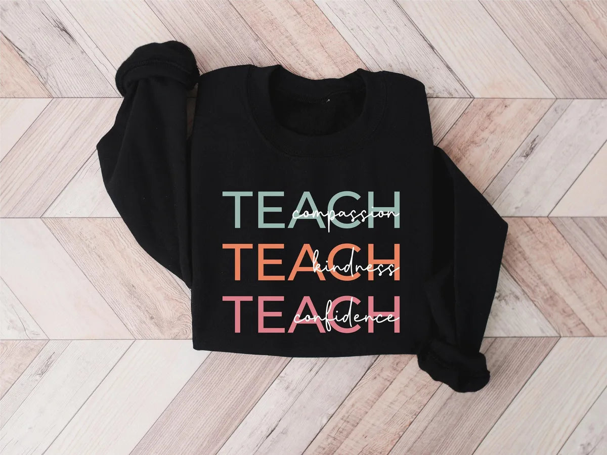 Cute Teach Crewneck Sweatshirt alternate product view.