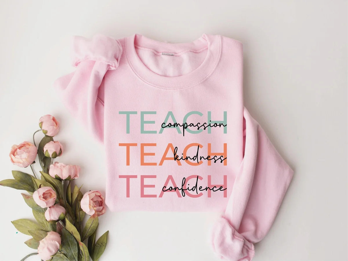 Cute Teach Crewneck Sweatshirt alternate product view.