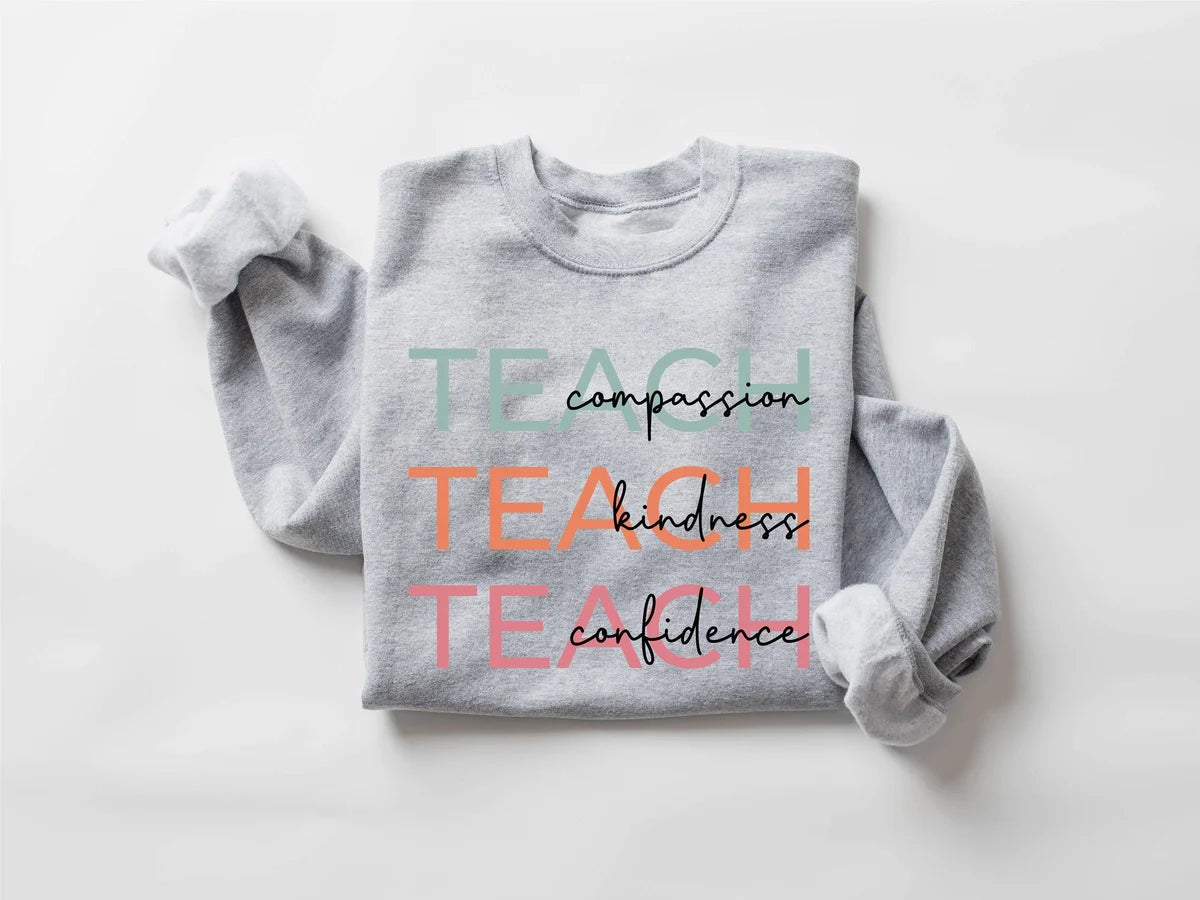 Cute Teach Crewneck Sweatshirt alternate product view.