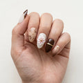dark brown milky white 3d french tip almond press on nails vintage flower stripe mockup 01
