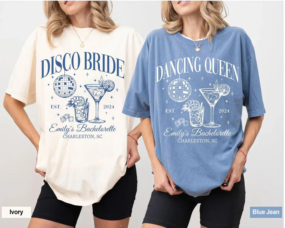 disco social club custom name location bachelorette party comfort colors t shirt color chart