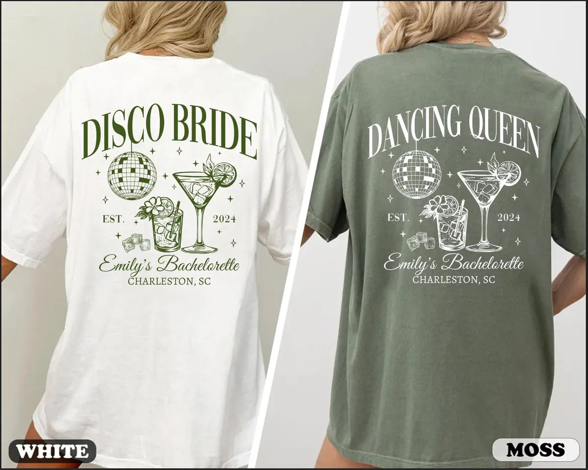disco social club custom name location bachelorette party comfort colors t shirt color chart 02