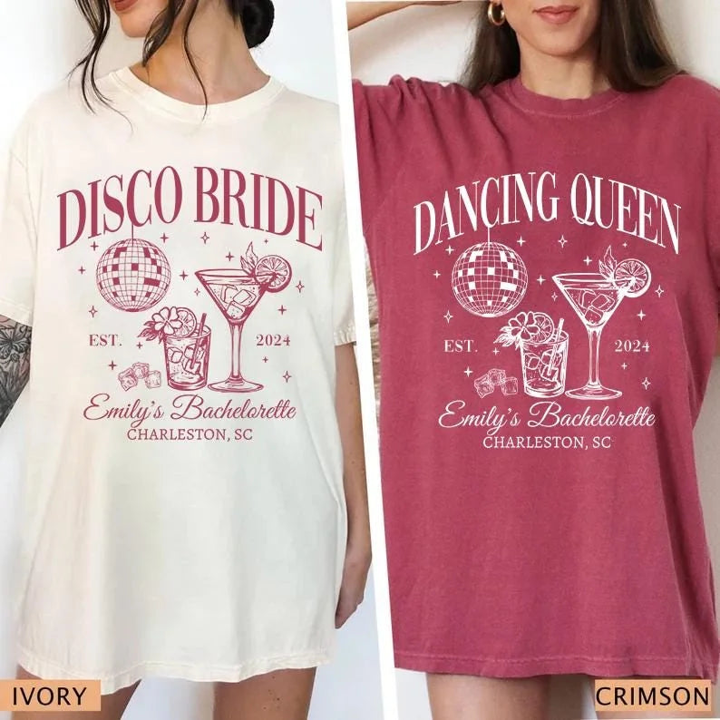 disco social club custom name location bachelorette party comfort colors t shirt color chart 03
