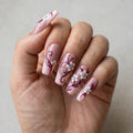 dusty rose 3d coffin long press on nails sakura floral swirl lifestyle 01