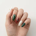 emerald green red ivory 3d christmas almond press on nails holly snowflake pearl mockup 01