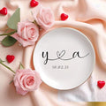 Engagement Ring Dish, Wedding Gift, Gift For Bride and Groom, Anniversary Gift, Initials Heart Date Ring Dish, Bridal Shower