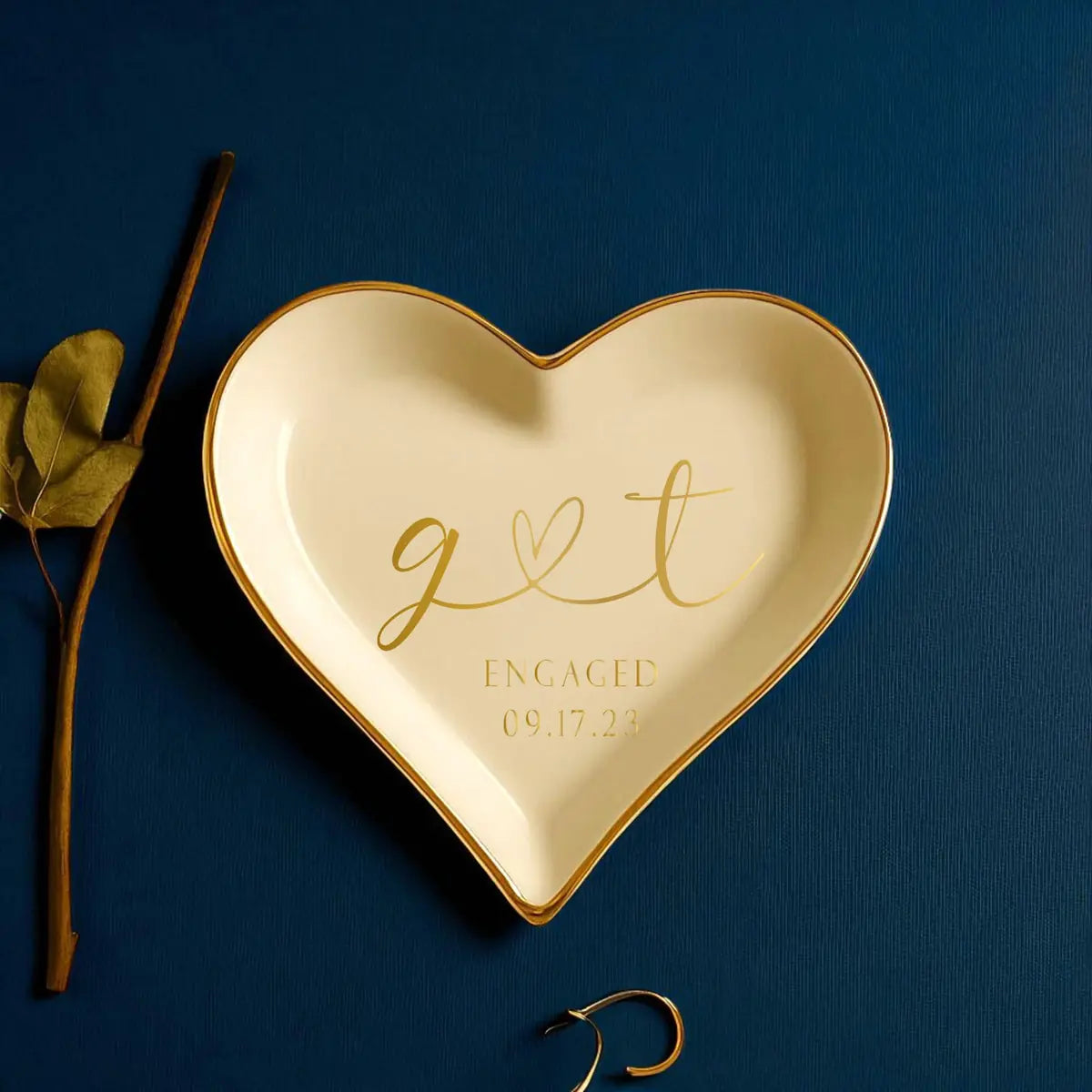 Engagement Ring Dish, Wedding Gift, Gift For Bride and Groom, Anniversary Gift, Initials Heart Date Ring Dish, Bridal Shower