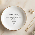 Engagement Ring Dish with Names & Date, Minimalist Engaged Jewelry Dish, Custom Proposal Keepsake