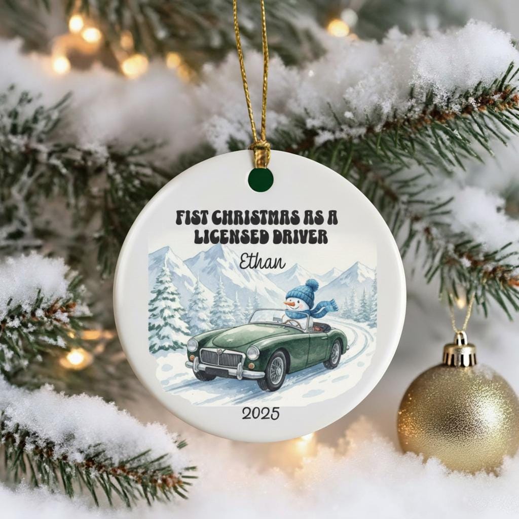 Personalized Christmas Ornament 2025 - First Christmas As A Licensed Driver