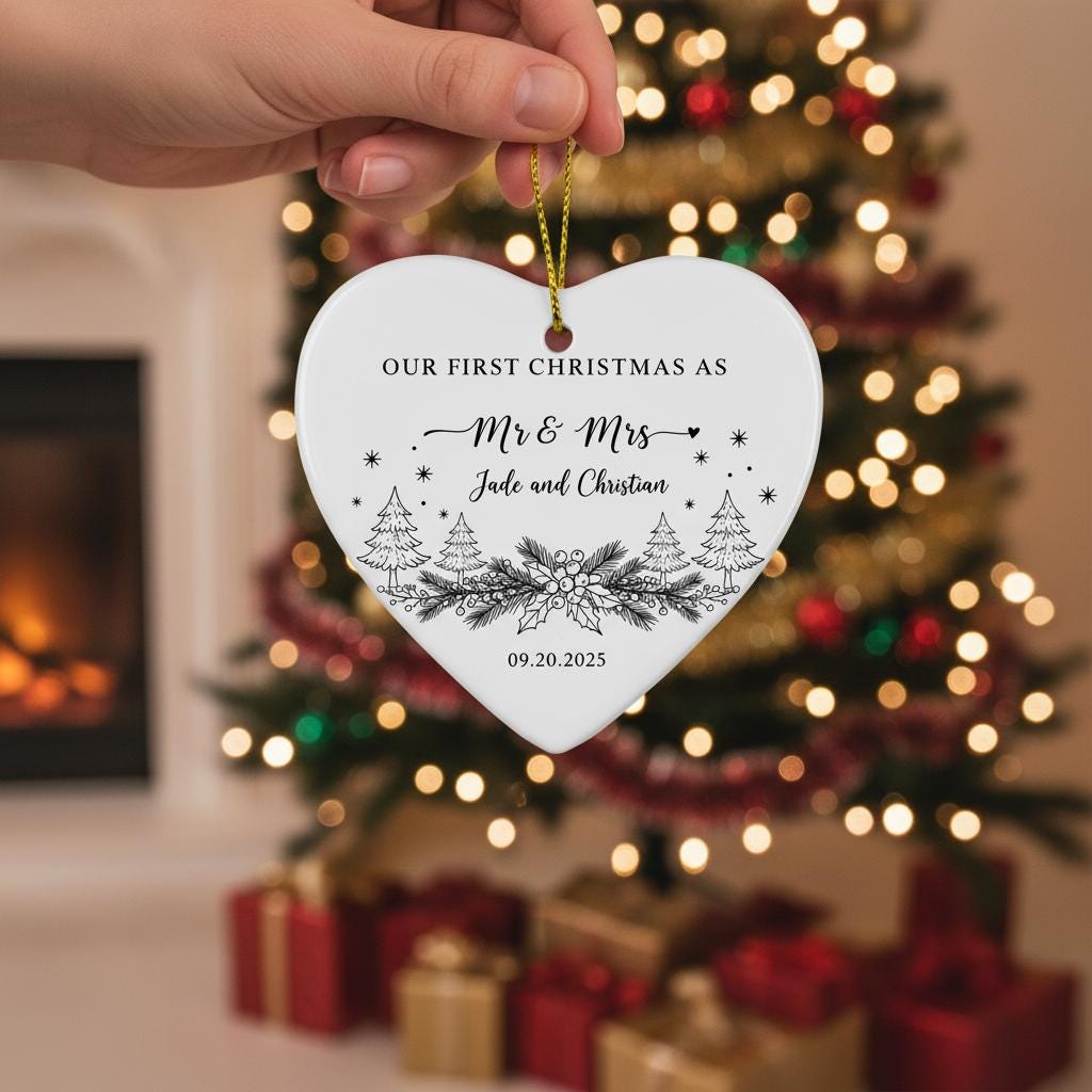 Personalized Christmas Ornament 2026 - Our First Christmas As Mr & Mrs