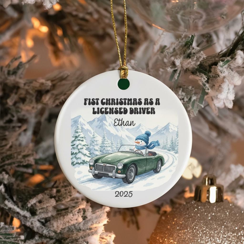 Personalized Christmas Ornament 2025 - First Christmas As A Licensed Driver