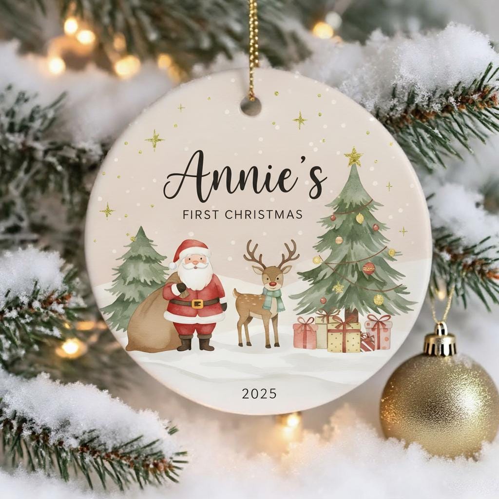 Personalized Christmas Ornament 2025 - Baby First Christmas Santa Claus