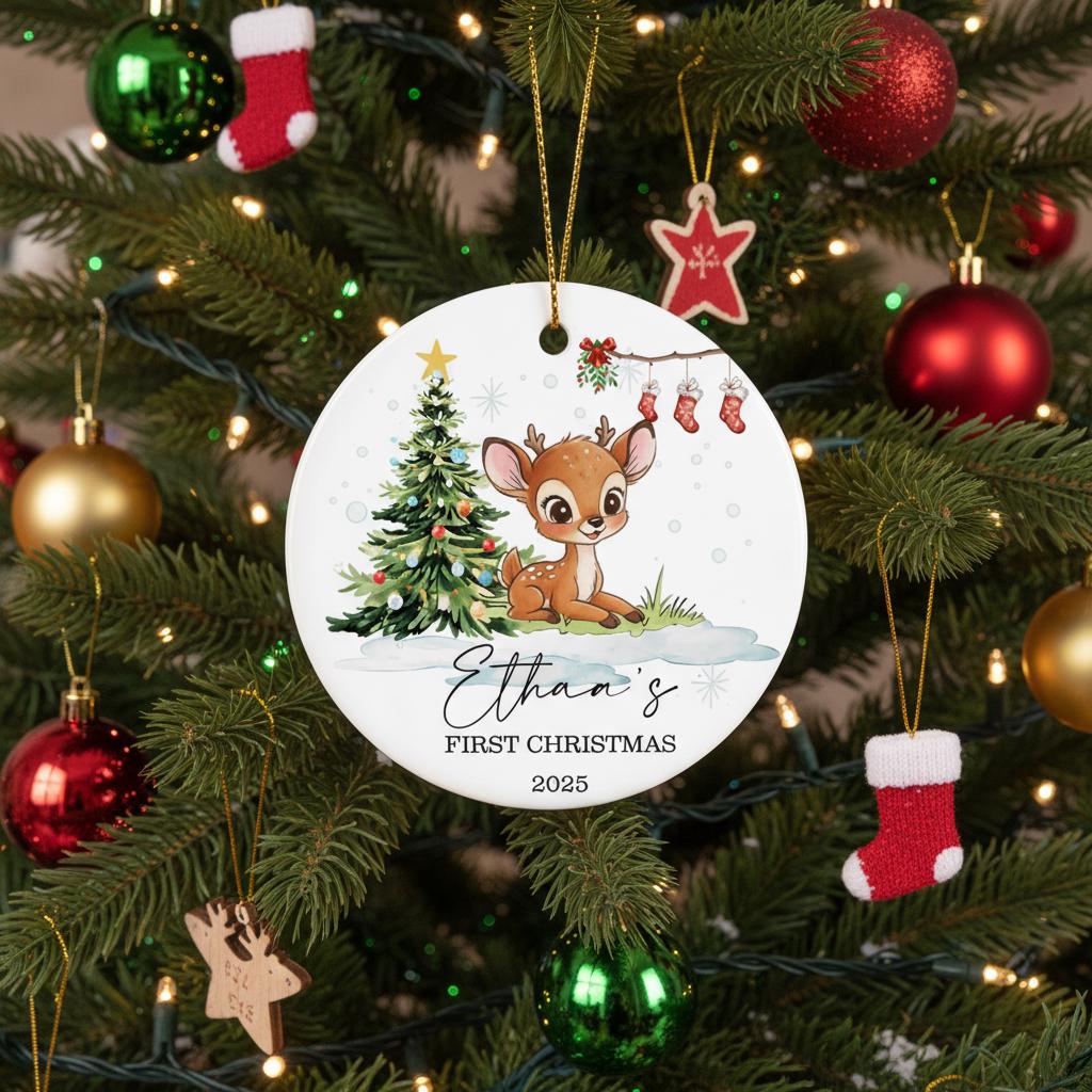 Personalized Christmas Ornament 2026 - Baby First Christmas Baby Deer