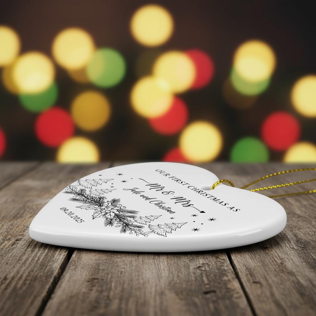 Personalized Christmas Ornament 2025 - Our First Christmas As Mr & Mrs