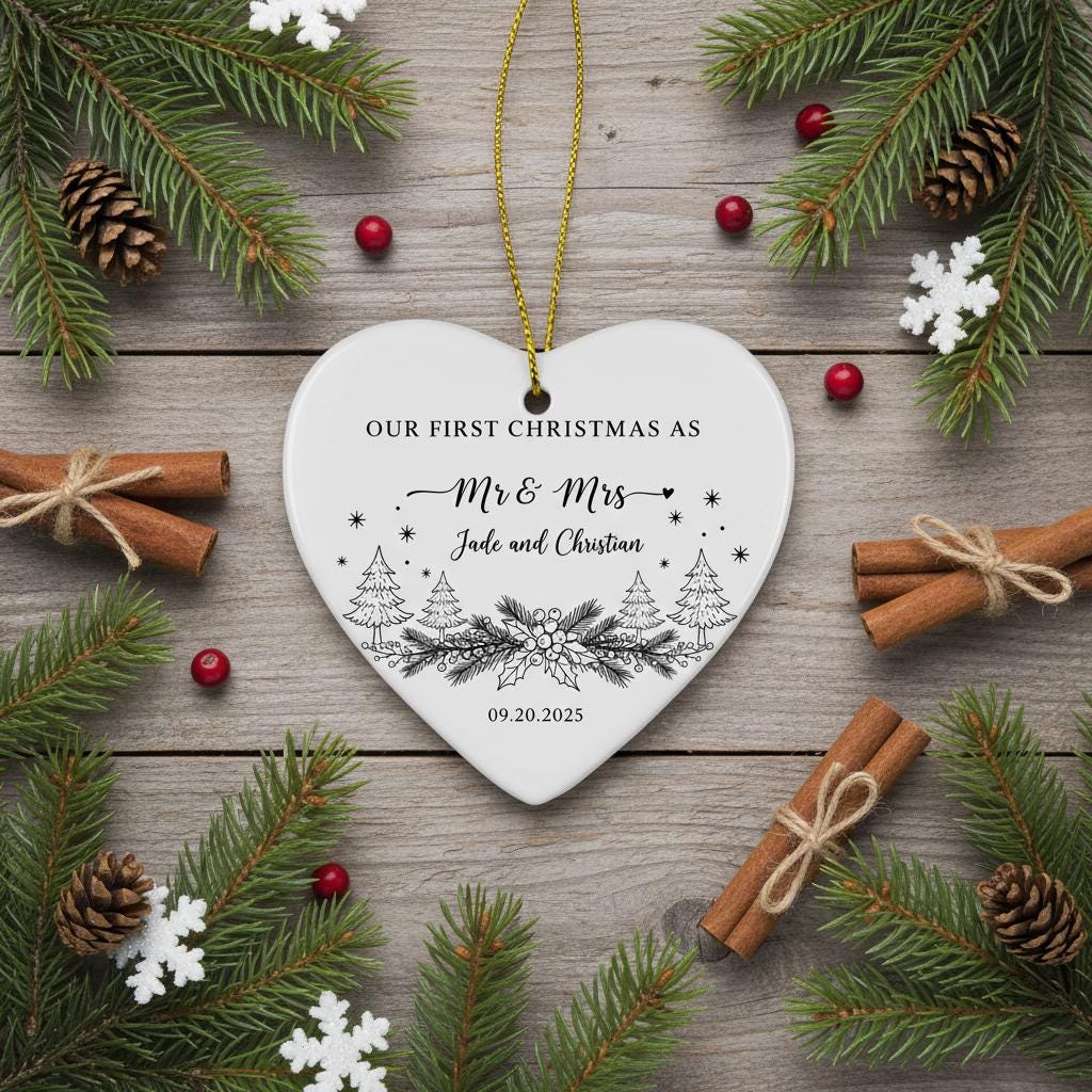 Personalized Christmas Ornament 2026 - Our First Christmas As Mr & Mrs