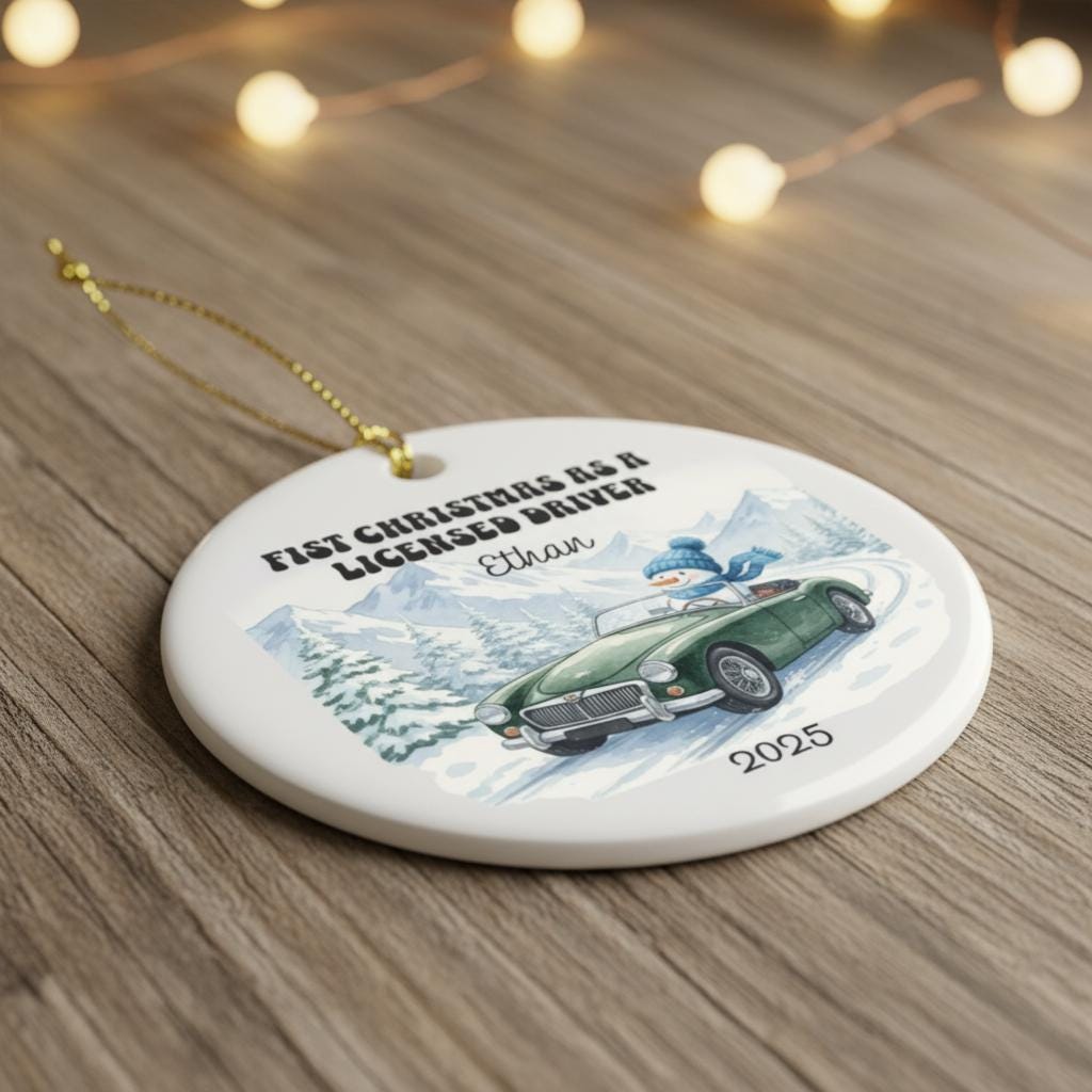 Personalized Christmas Ornament 2025 - First Christmas As A Licensed Driver