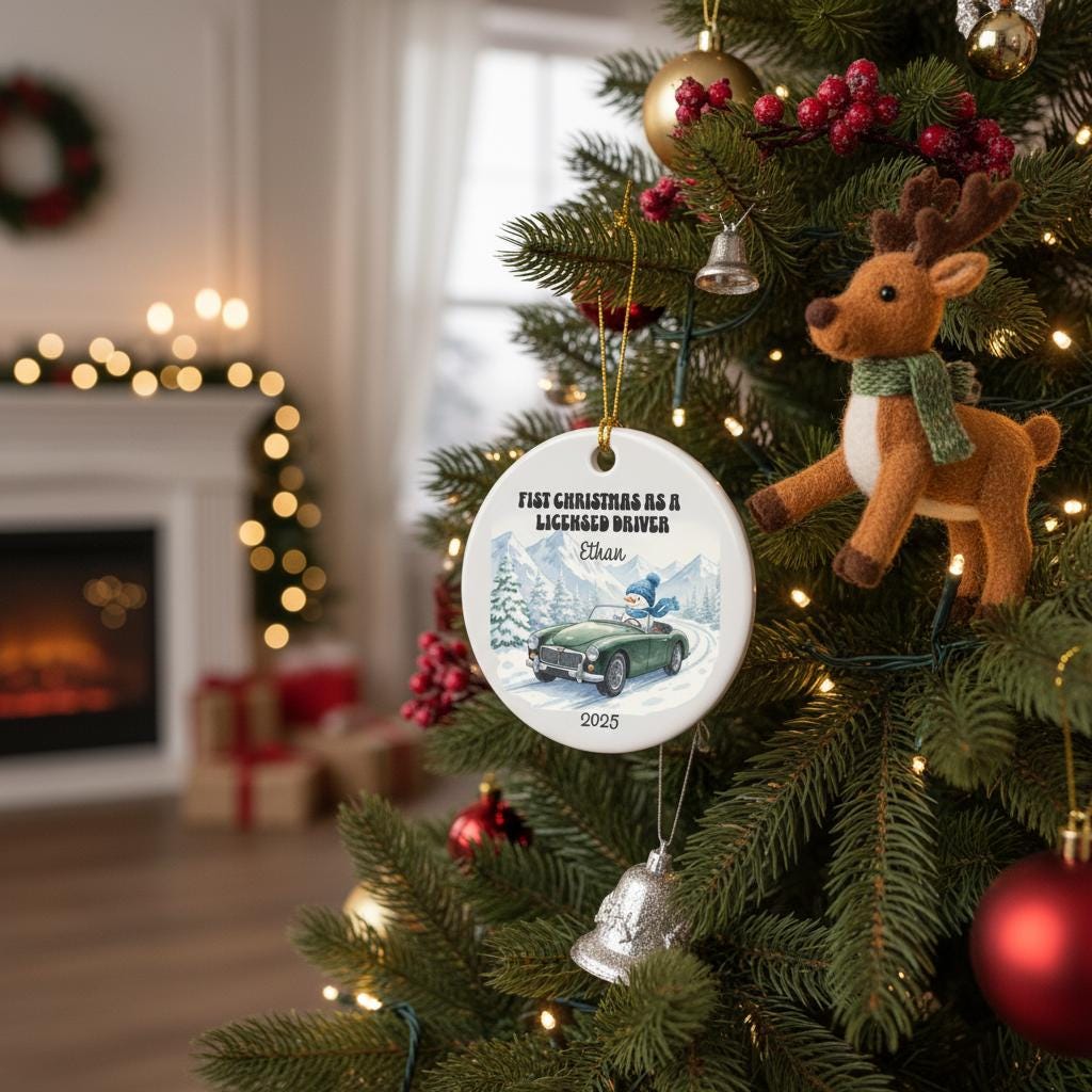 Personalized Christmas Ornament 2025 - First Christmas As A Licensed Driver