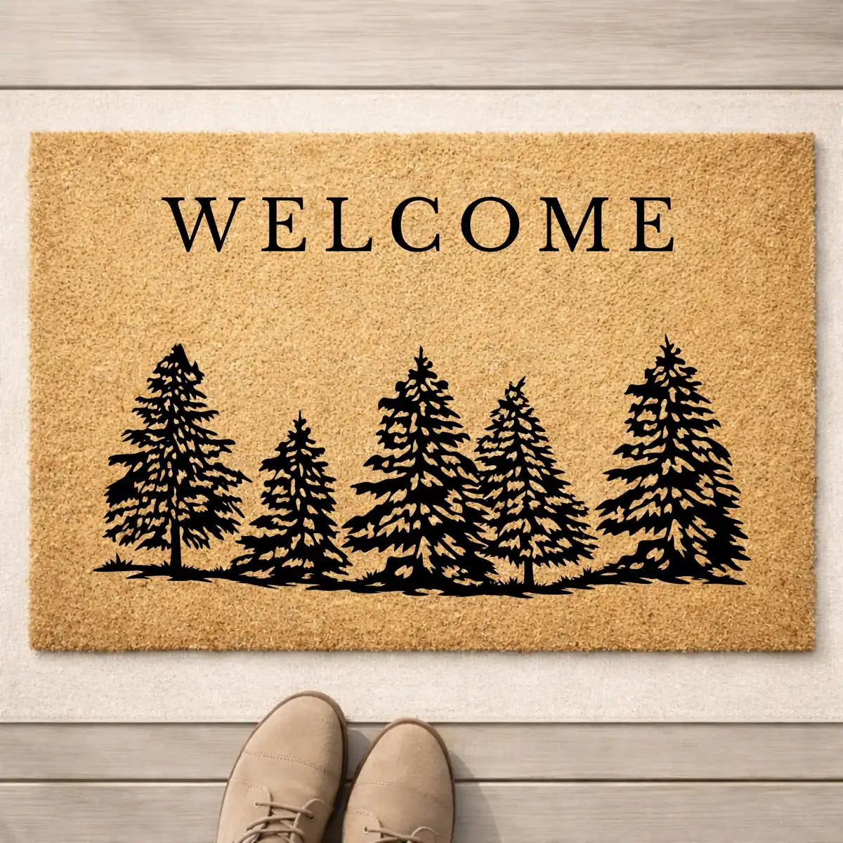 evergreen forest family name or welcome personalized doormat detail 03