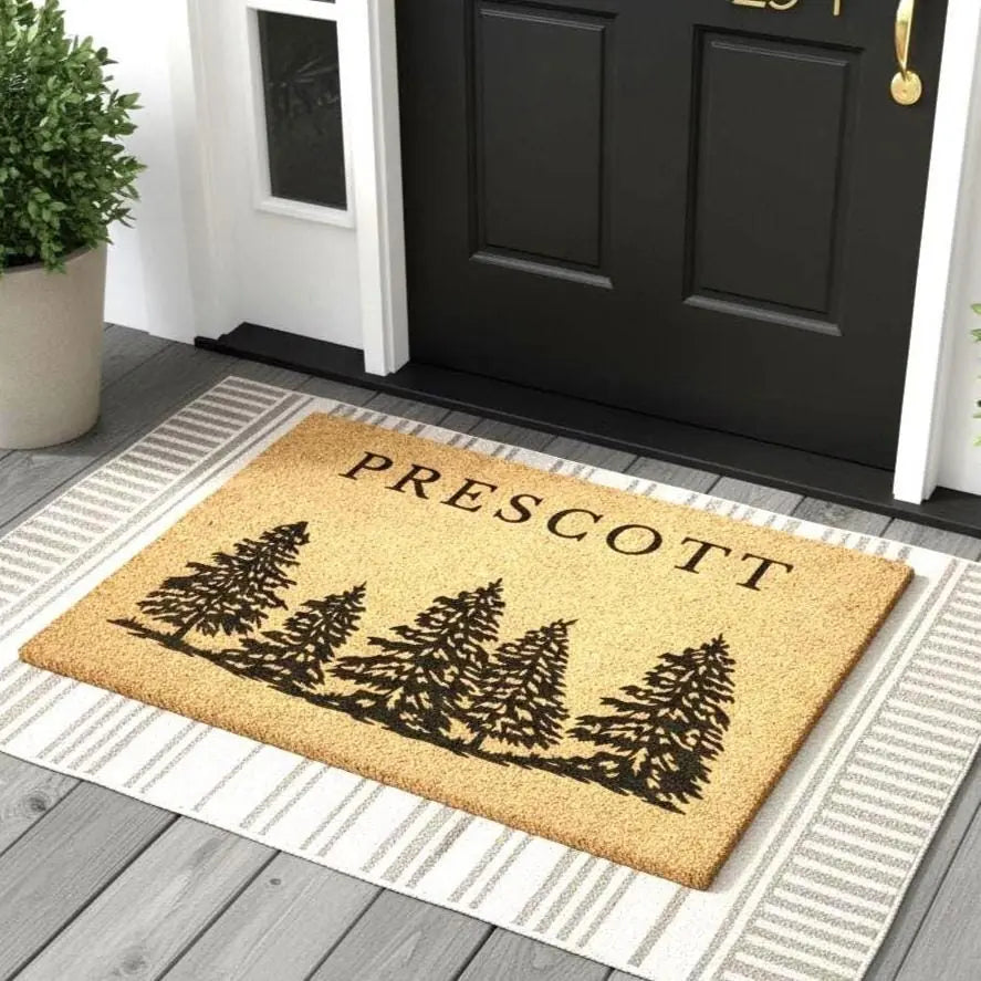 evergreen forest family name or welcome personalized doormat lifestyle 02