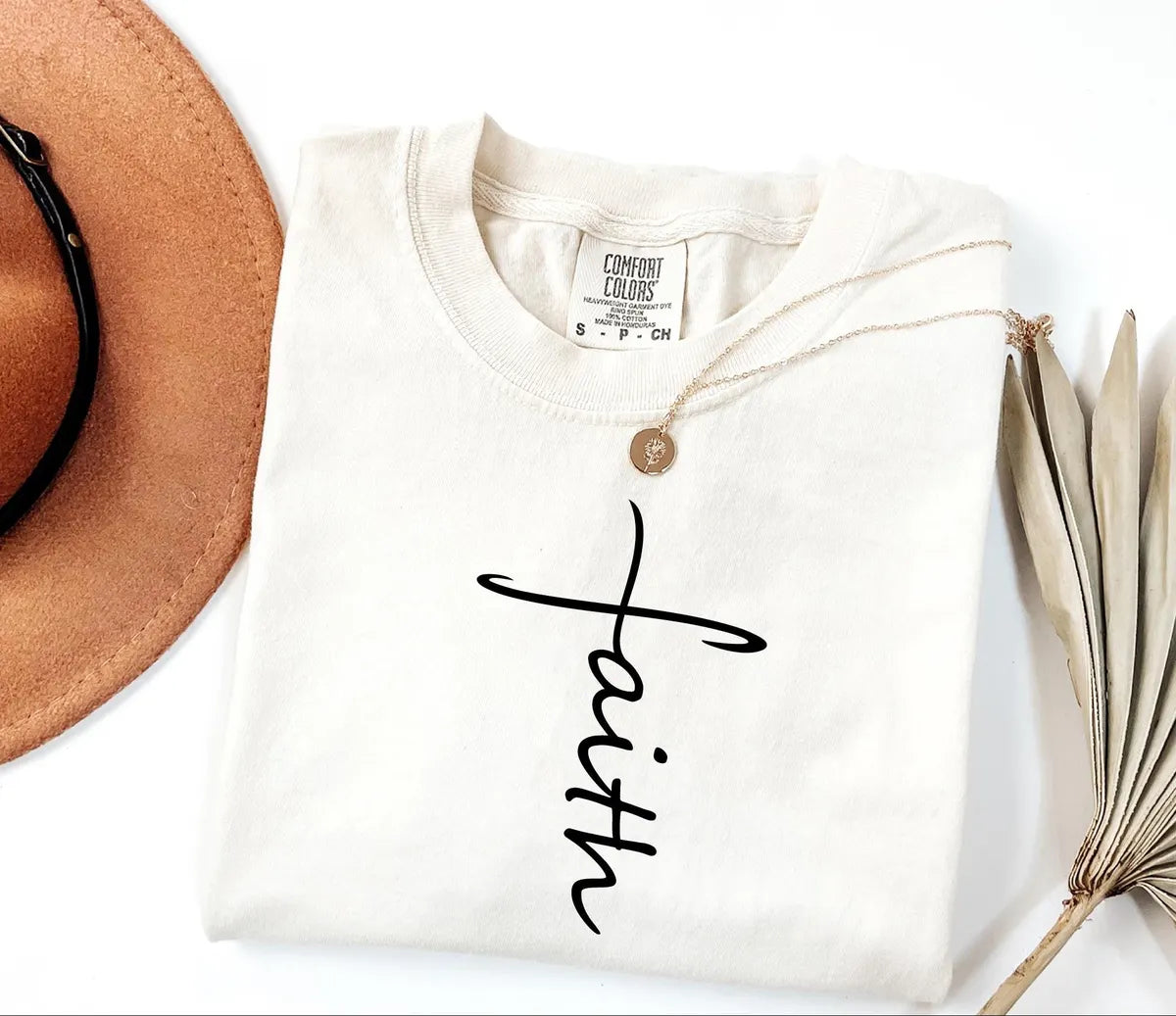 Faith : Christian Christmas Gift graphic Comfort Colors T-shirt, additional product photograph.