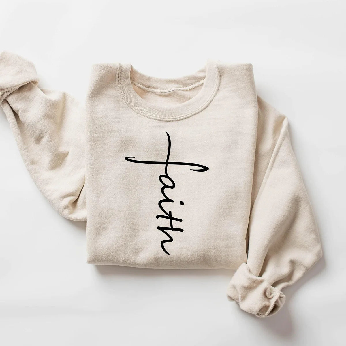 Faith : Christian Christmas Gift Crewneck Sweatshirt alternate product view.