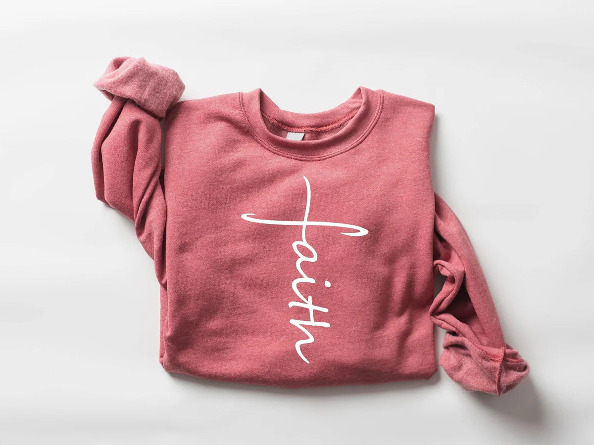 Faith : Christian Christmas Gift Crewneck Sweatshirt alternate product view.