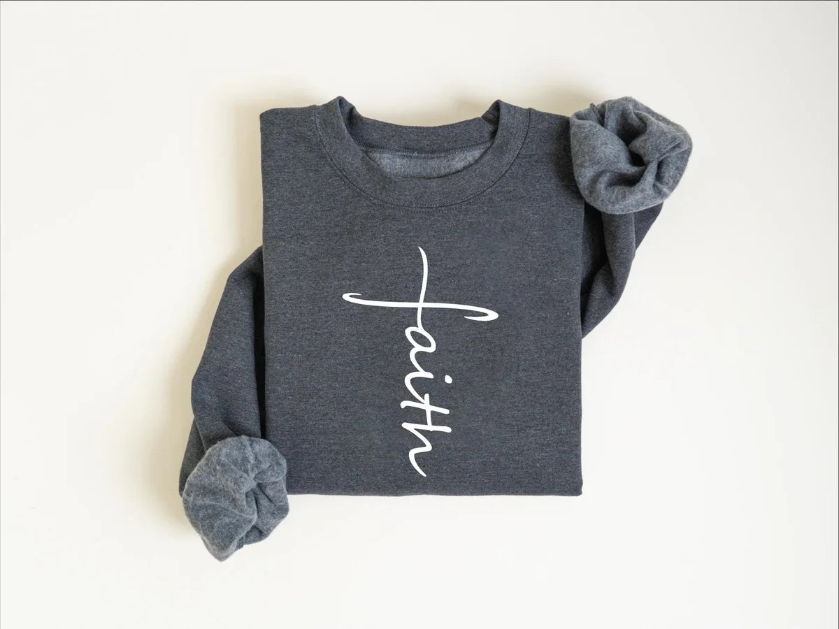 Faith : Christian Christmas Gift Crewneck Sweatshirt alternate product view.