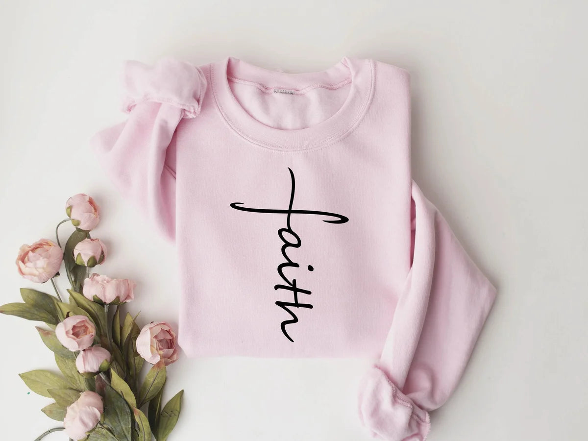 Faith : Christian Christmas Gift Crewneck Sweatshirt alternate product view.