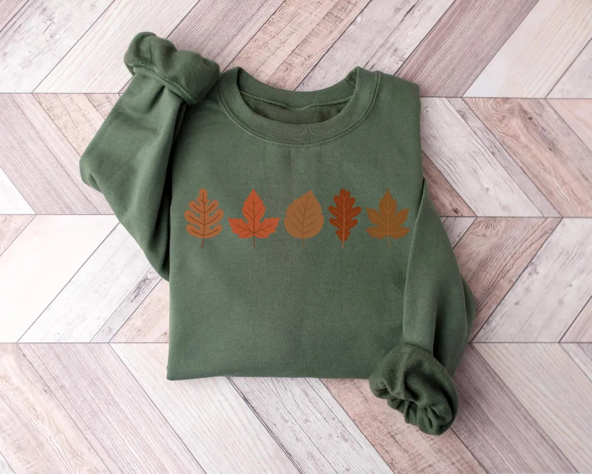 Fall Leaves Crewneck Sweatshirt alternate product view.