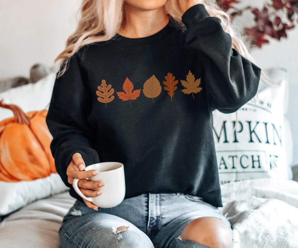Fall Leaves Crewneck Sweatshirt alternate product view.