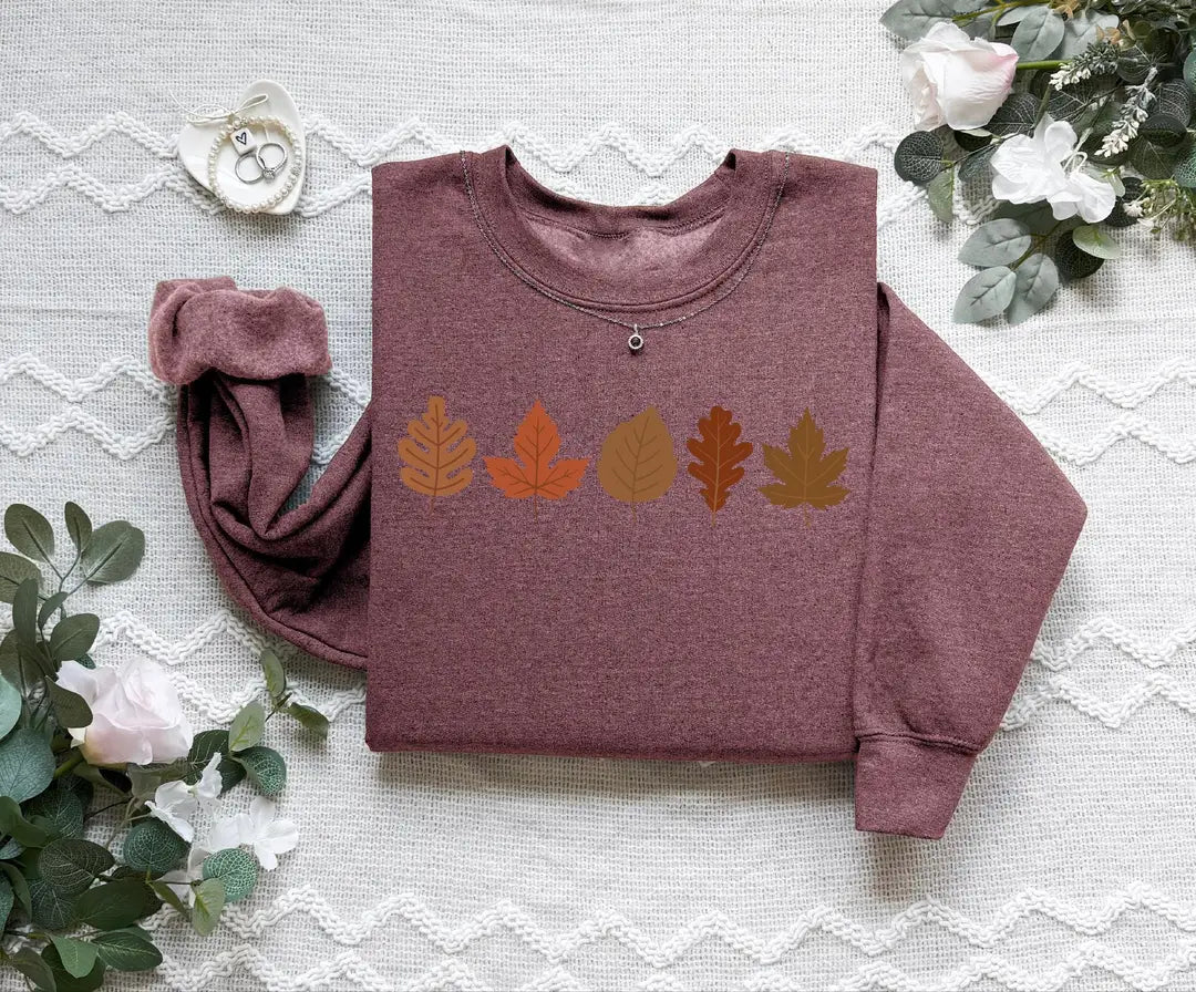 Fall Leaves Crewneck Sweatshirt alternate product view.
