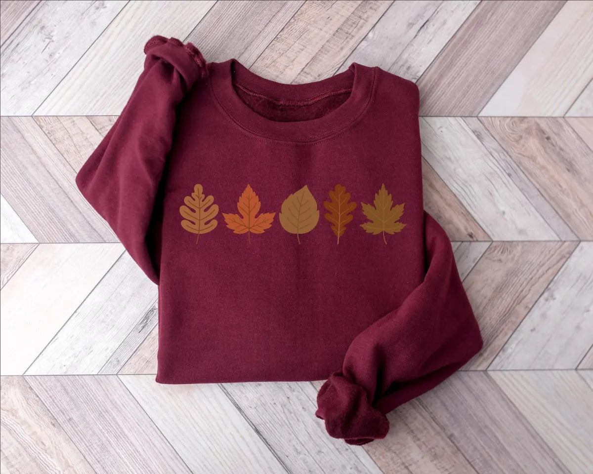 Fall Leaves Crewneck Sweatshirt alternate product view.