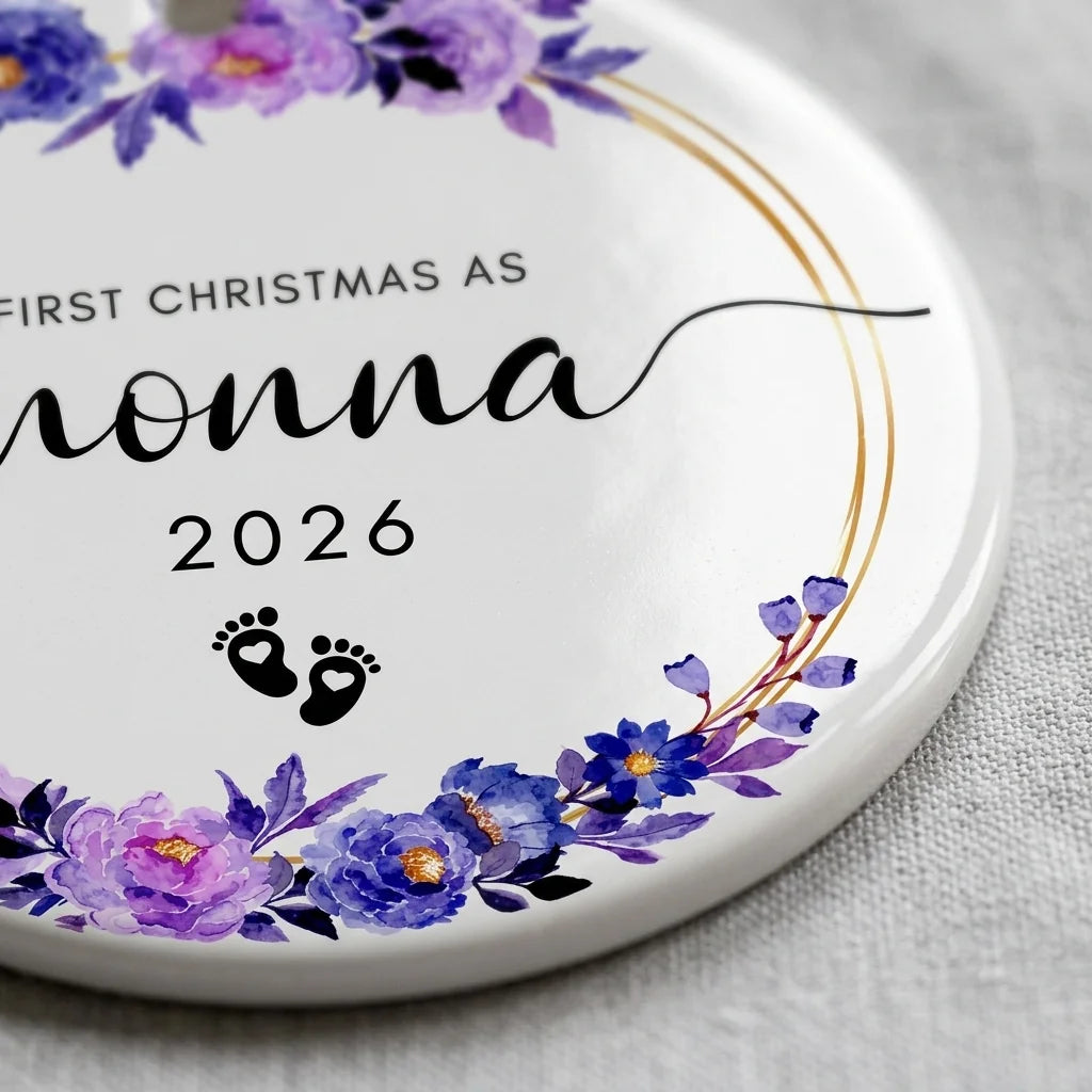 first christmas as nonna personalized ornament detail