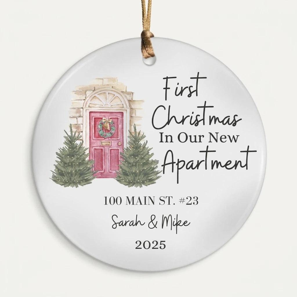 first christmas in our new apartment personalized ornament hero