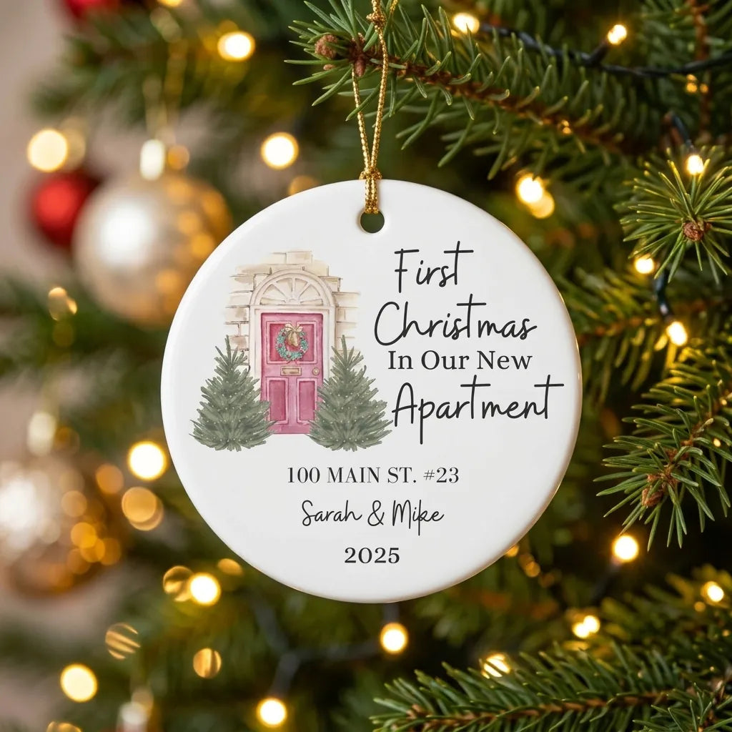 first christmas in our new apartment personalized ornament tree