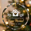first christmas new home personalized glass ornament detail