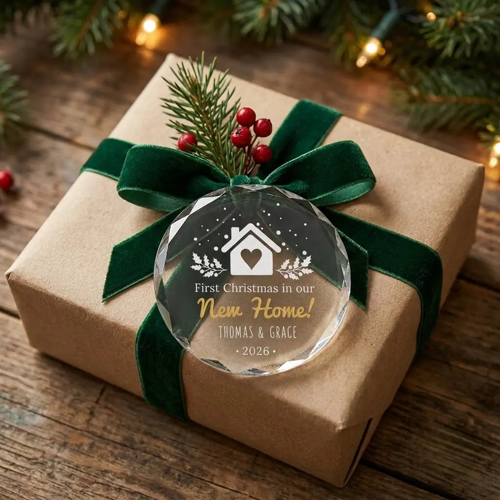first christmas new home personalized glass ornament gift