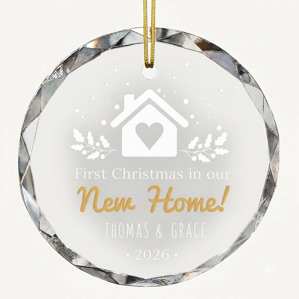first christmas new home personalized glass ornament hero